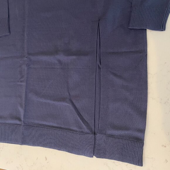 Sans & Sans from Singapore 3/4 Slv Crew Neck Knit Tunic Front Slit Blue Sz S/M - Picture 6 of 14